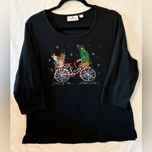 Quacker Factory Festive Black Holiday Bicycle Tunic